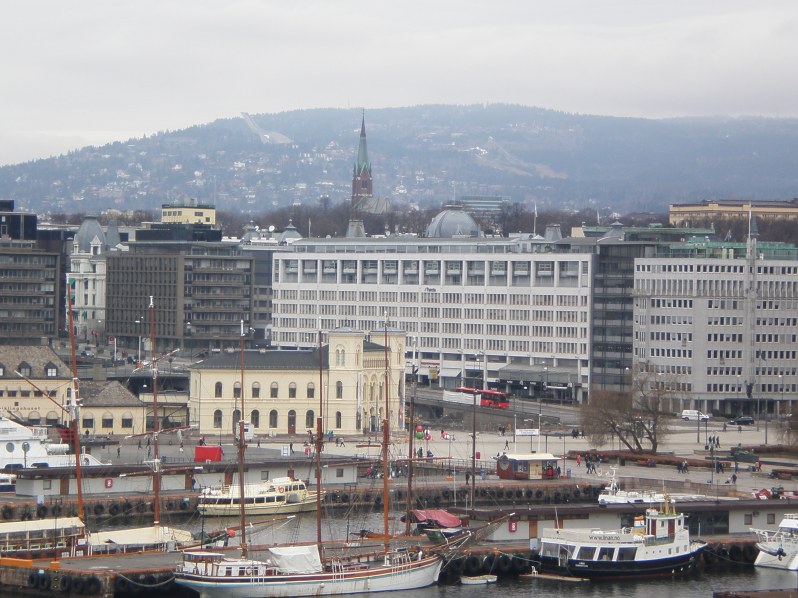 the Nobel center upfront and the ski jump thing in the background