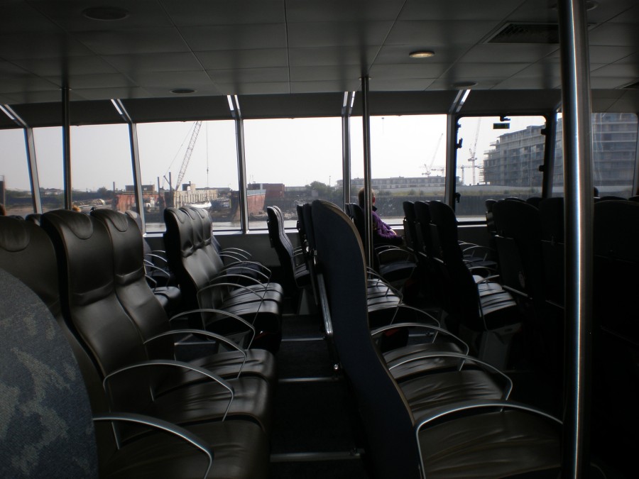 inside the Thames Clippers boat