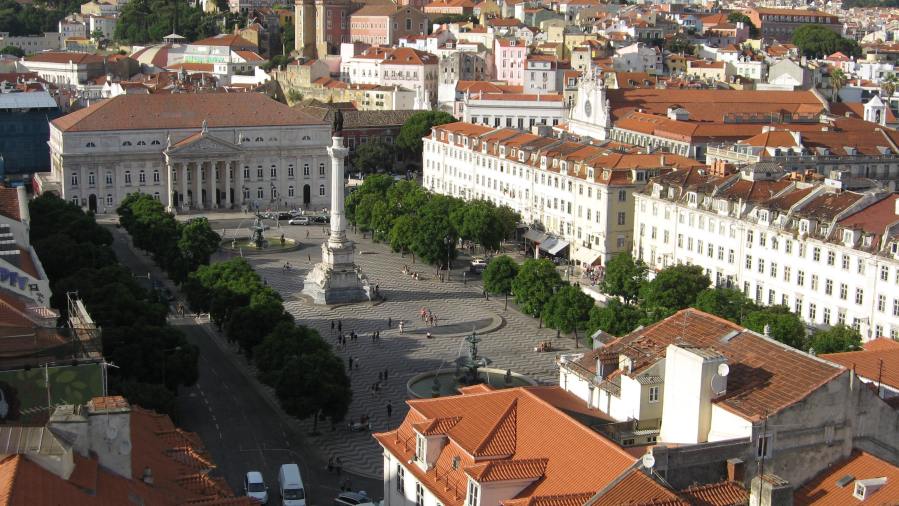 Rossio square as seen from the viewing platform of Elevador